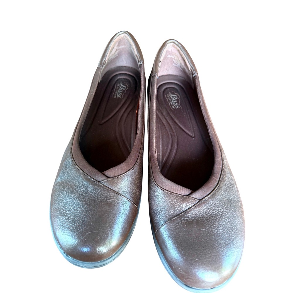 Bass Go-To Comfort Brown Leather Round Toe Ballet Flats Womens Size 8.5 M